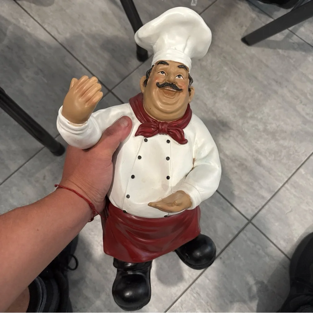 Italian Bistro Chef Figurine Statue Kitchen Restaurant Sign Holder Menu Board
